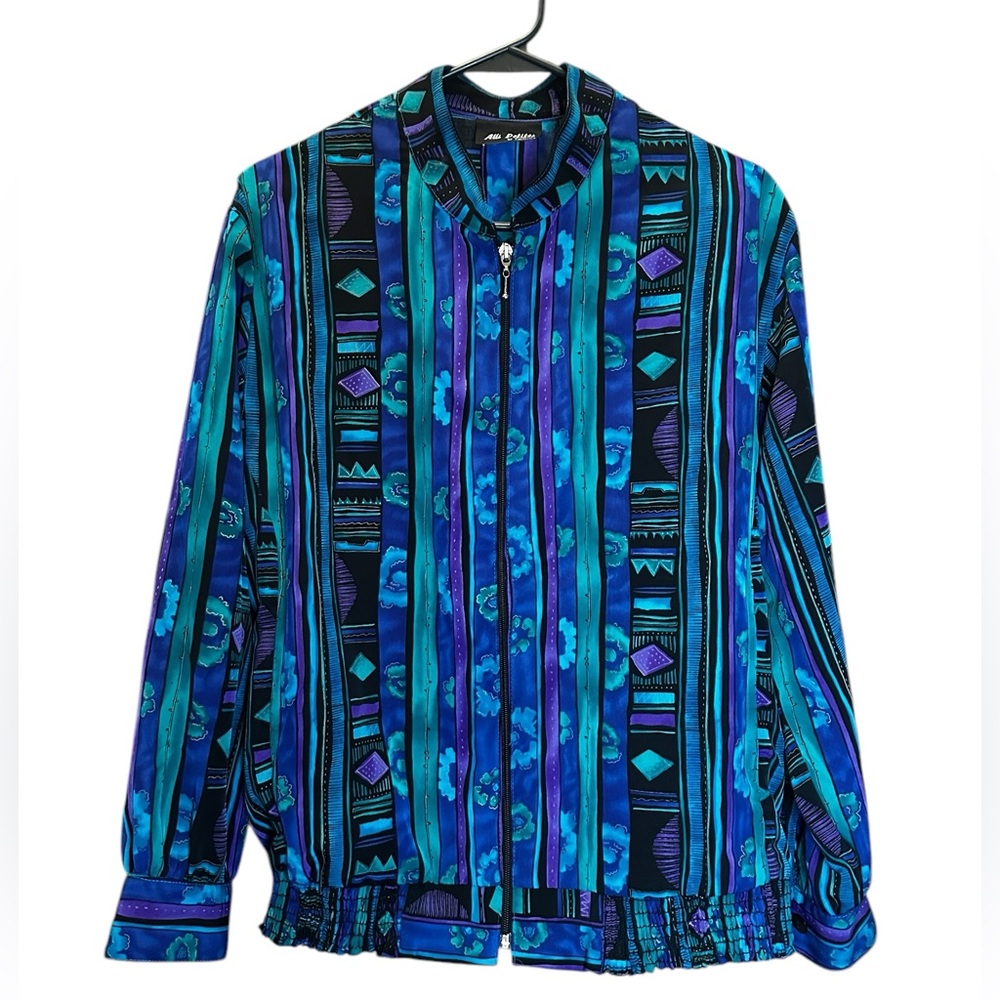 Alli Petites Of California Vintage Artsy Multicolor jacket with shoulder pads‎